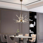 Modern 9-Light Tiered Antler Chandelier in Gold and Black