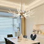 Modern 9-Light Tiered Antler Chandelier in Gold and Black