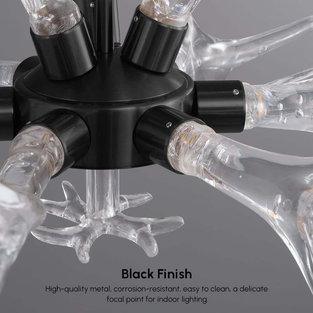 Modern 9-Light Tiered Antler Chandelier in Gold and Black