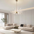 Modern 9-Light Tiered Antler Chandelier in Gold and Black