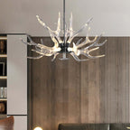 Modern 9-Light Tiered Antler Chandelier in Gold and Black