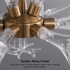 Modern 9-Light Tiered Antler Chandelier in Gold and Black