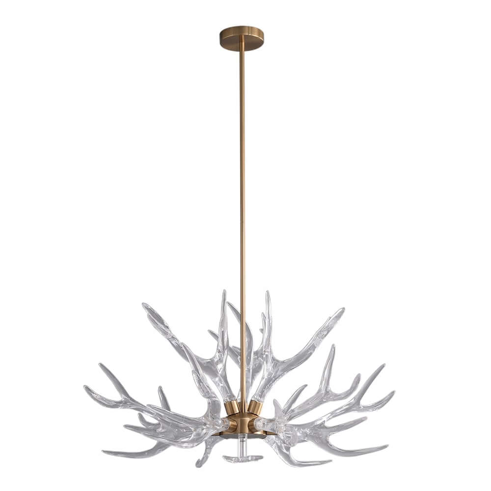 Modern 9-Light Tiered Antler Chandelier in Gold and Black