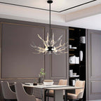 Modern 9-Light Tiered Antler Chandelier in Gold and Black