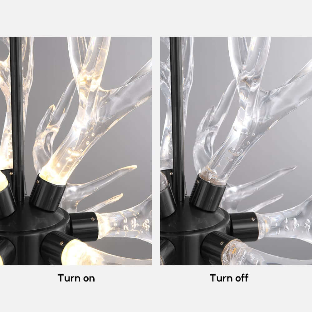 Modern 9-Light Tiered Antler Chandelier in Gold and Black