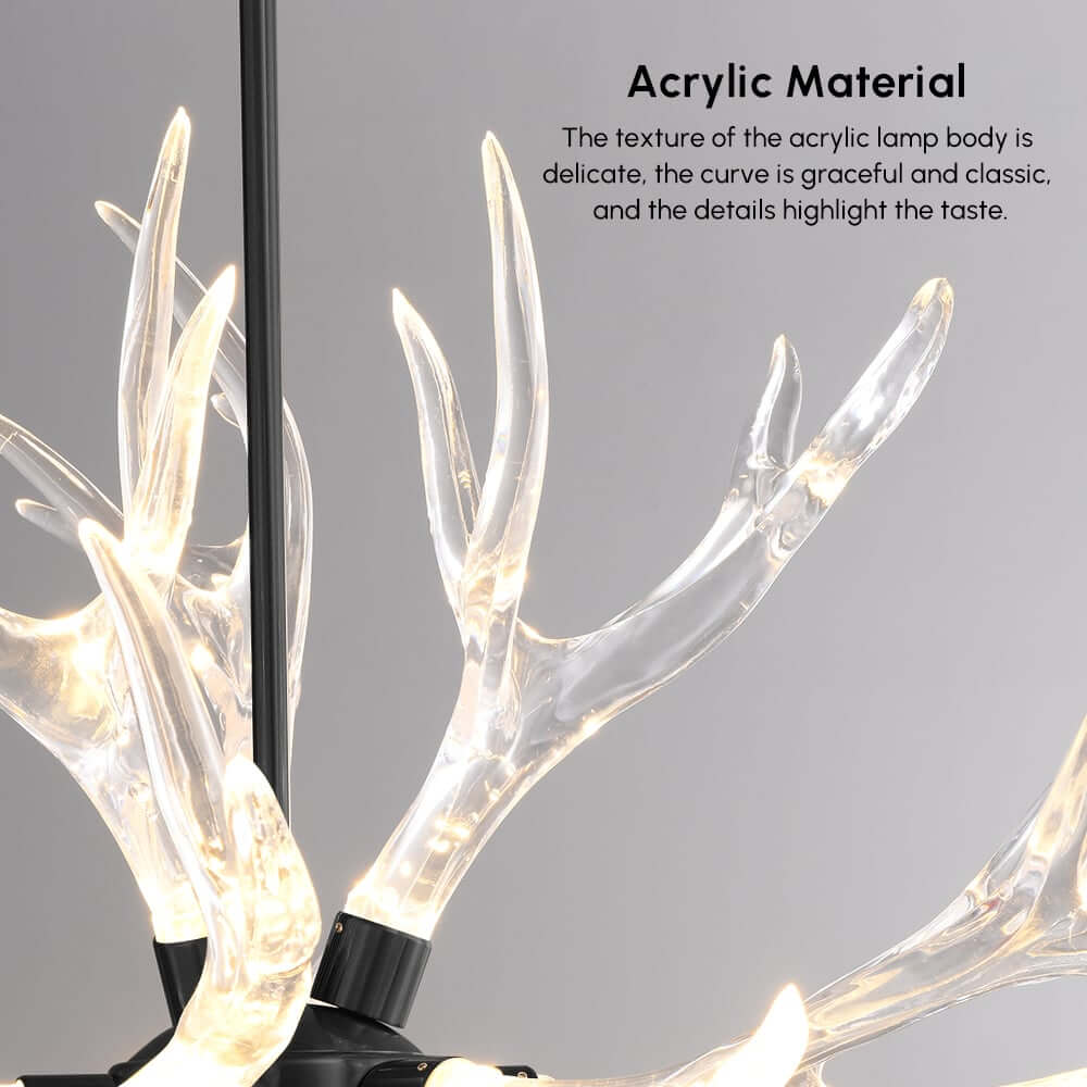 Modern 9-Light Tiered Antler Chandelier in Gold and Black