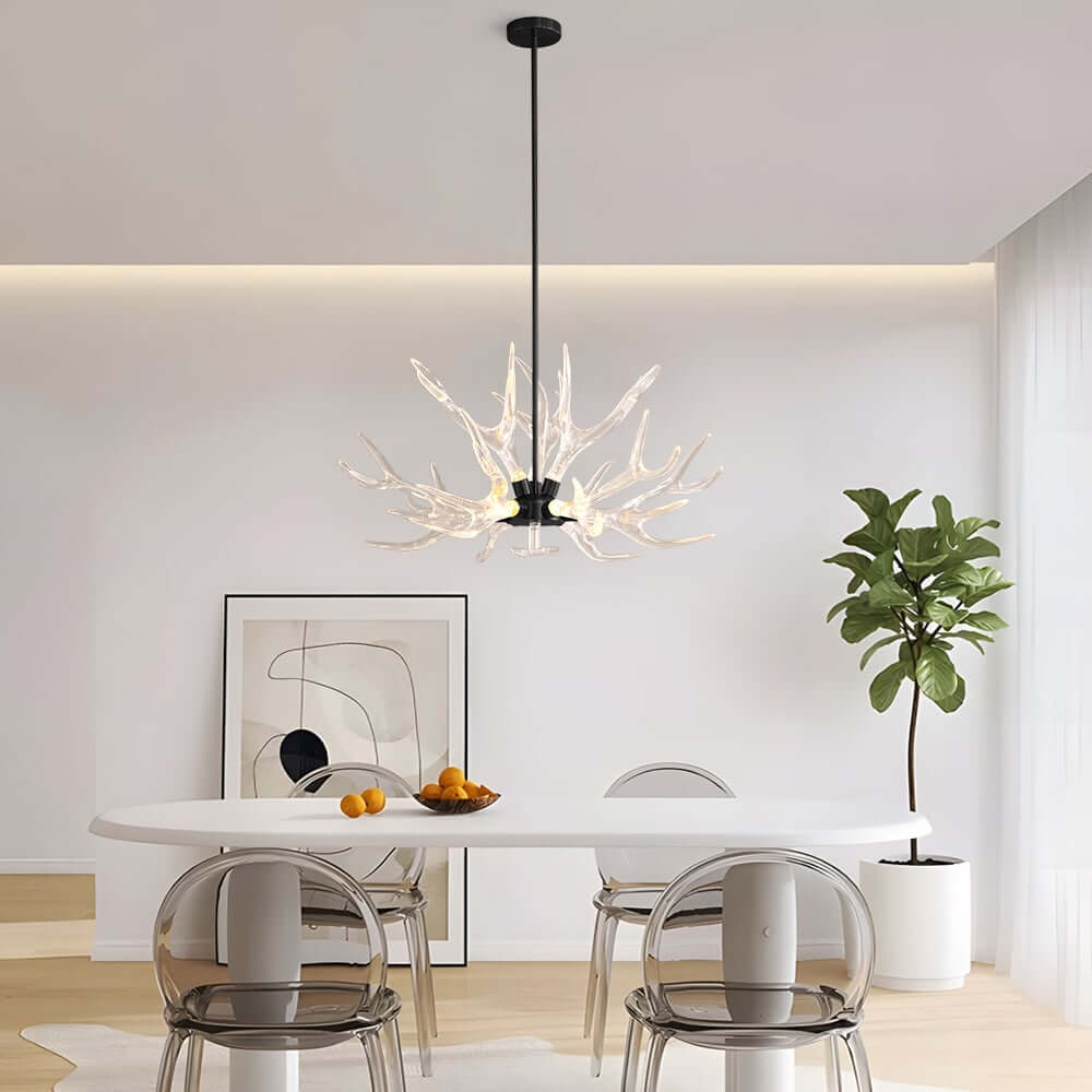 Modern 9-Light Tiered Antler Chandelier in Gold and Black