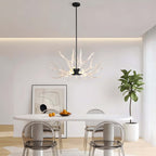 Modern 9-Light Tiered Antler Chandelier in Gold and Black