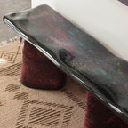Modern Abstract Fiberglass Bench with Multicolor Speckled Surface