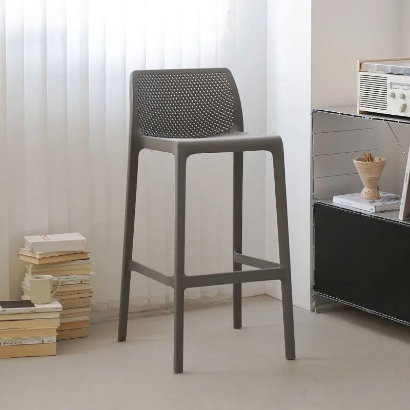 Modern Acrylic Bar Stools with Back and Footrest – Fixed Height