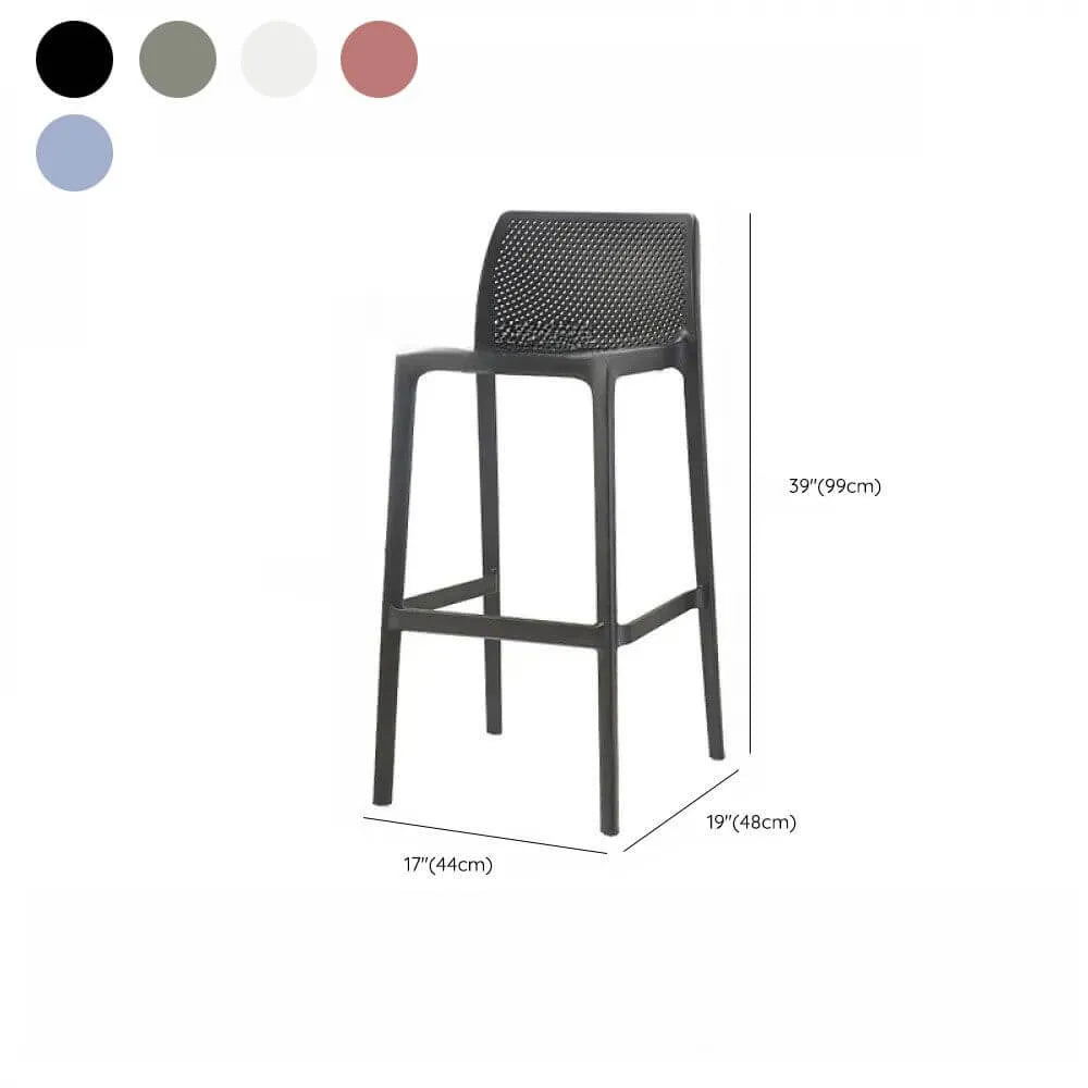 Modern Acrylic Bar Stools with Back and Footrest – Fixed Height Dimensions