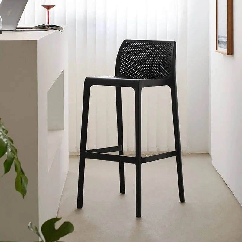 Modern Acrylic Bar Stools with Back and Footrest – Fixed Height Main Product Image