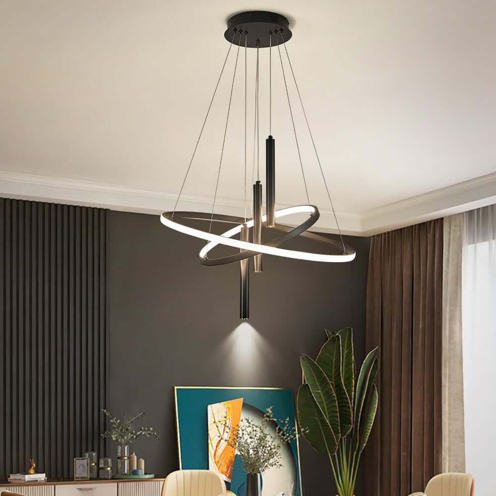 Modern Aluminum 5-Light Pendant Ceiling Light with Wagon Wheel Design
