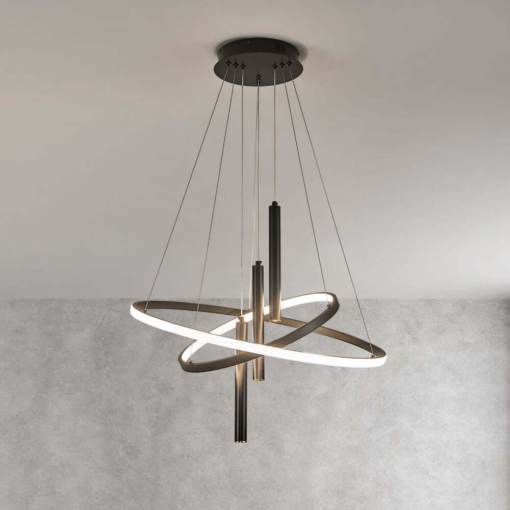 Modern Aluminum 5-Light Pendant Ceiling Light with Wagon Wheel Design