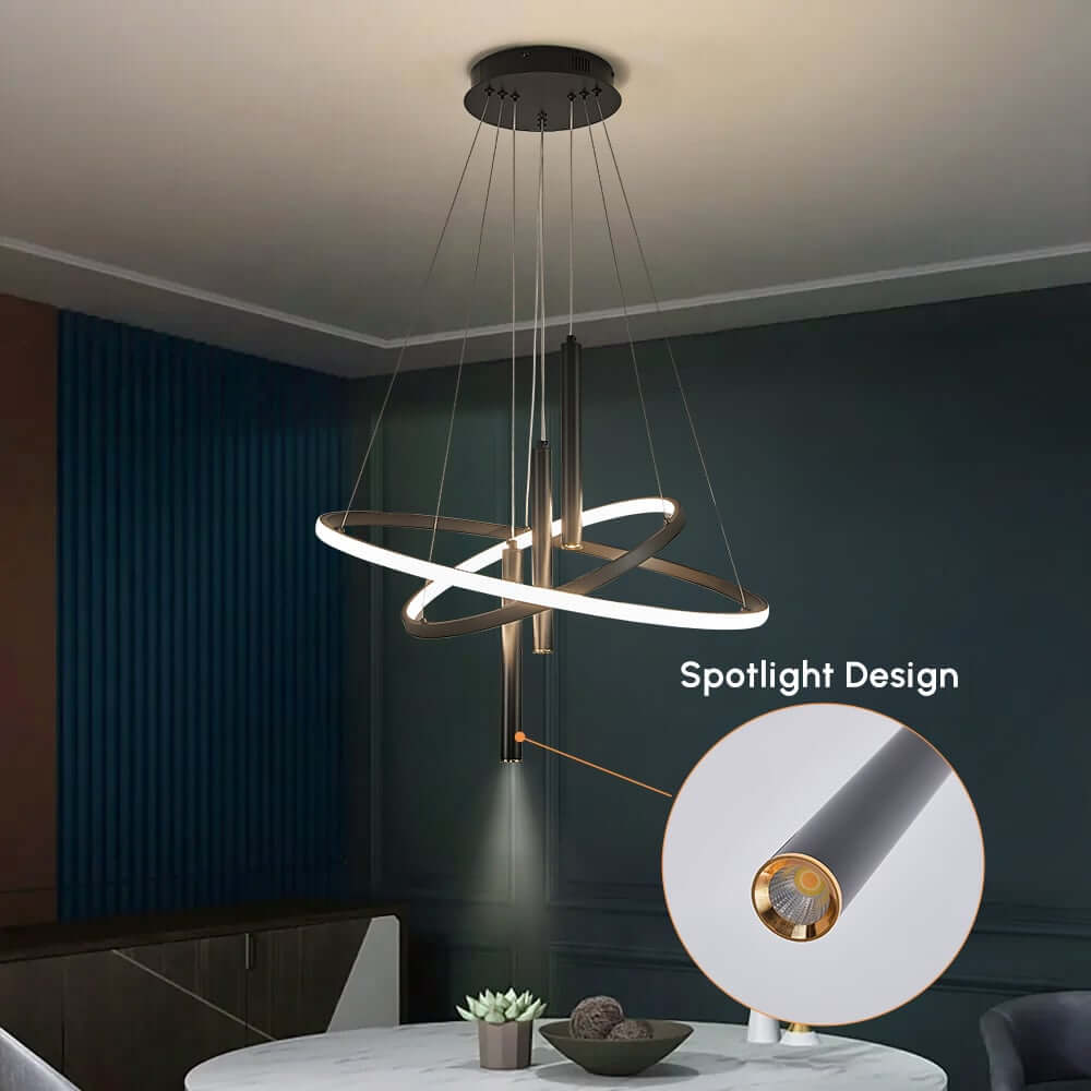 Modern Aluminum 5-Light Pendant Ceiling Light with Wagon Wheel Design