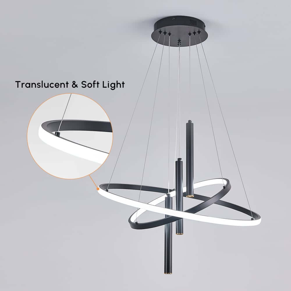 Modern Aluminum 5-Light Pendant Ceiling Light with Wagon Wheel Design
