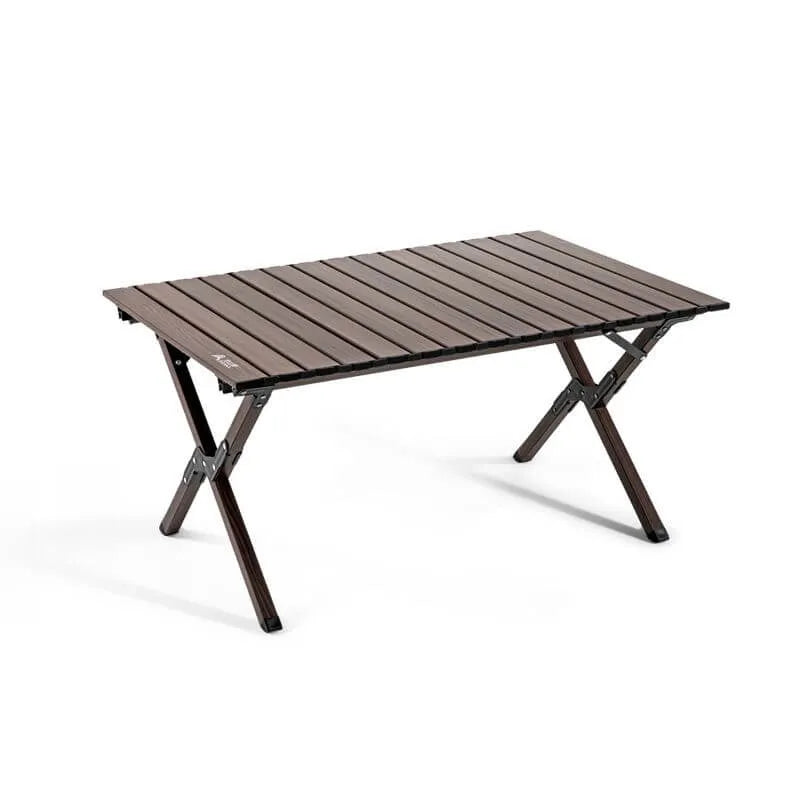 Modern Aluminum Foldable Outdoor Table with Wood-Grain Top
