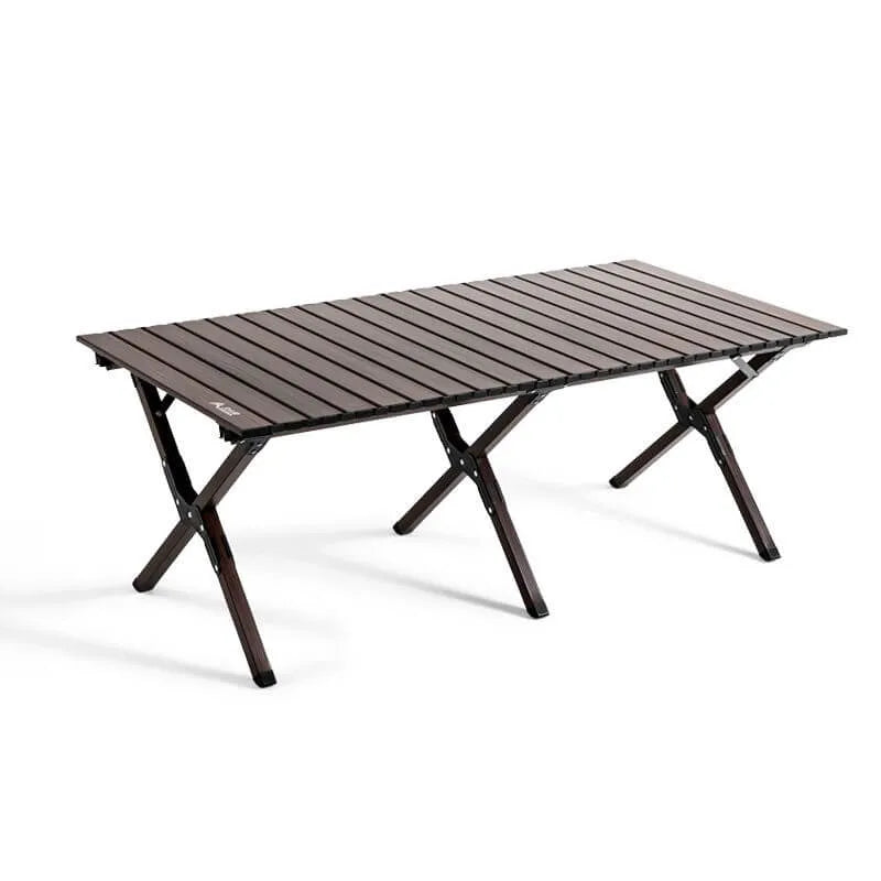 Modern Aluminum Foldable Outdoor Table with Wood-Grain Top