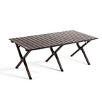 Modern Aluminum Foldable Outdoor Table with Wood-Grain Top