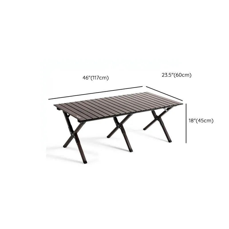 Modern Aluminum Foldable Outdoor Table with Wood-Grain Top Dimensions