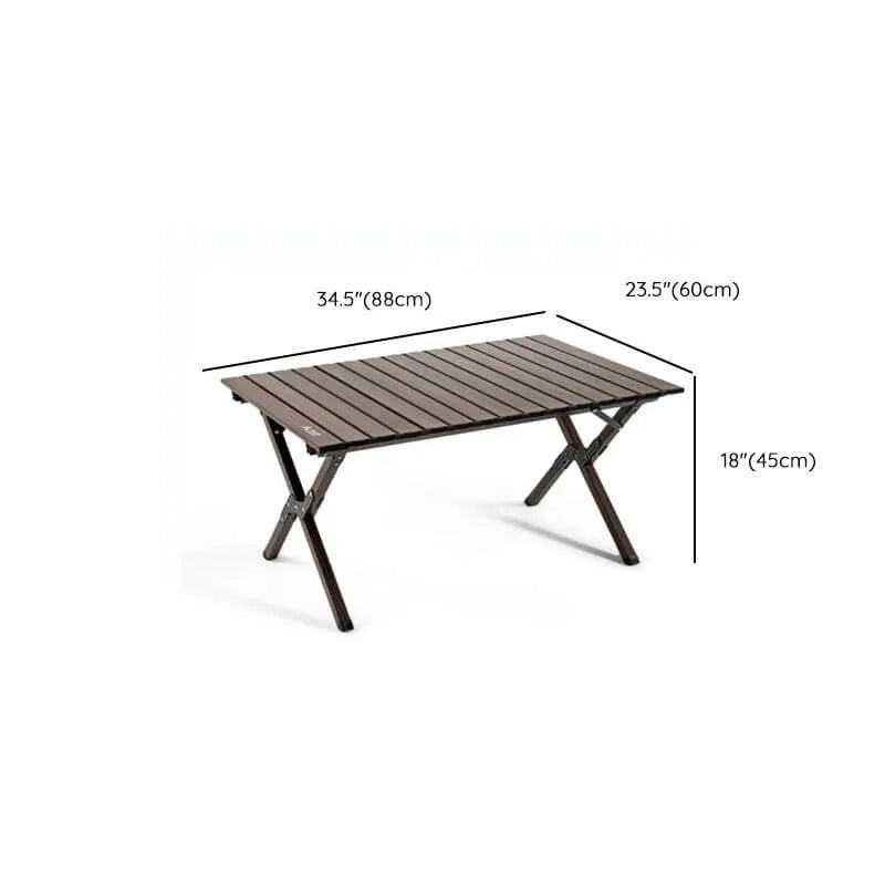 Modern Aluminum Foldable Outdoor Table with Wood-Grain Top Dimensions
