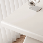 Modern Arc Base Office Desk Set With Drawers - Cream