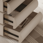 Modern Arc Base Office Desk Set With Drawers - Cream