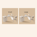 Modern Arc Base Office Desk Set With Drawers - Cream