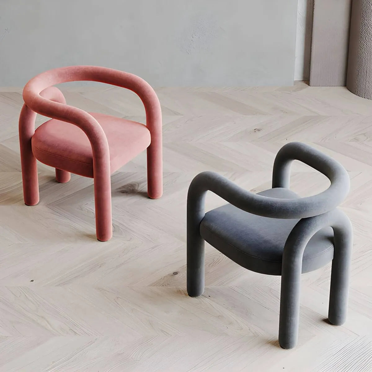 Modern Armless Open-Back Fabric Dining Chairs – Microfiber Upholstery