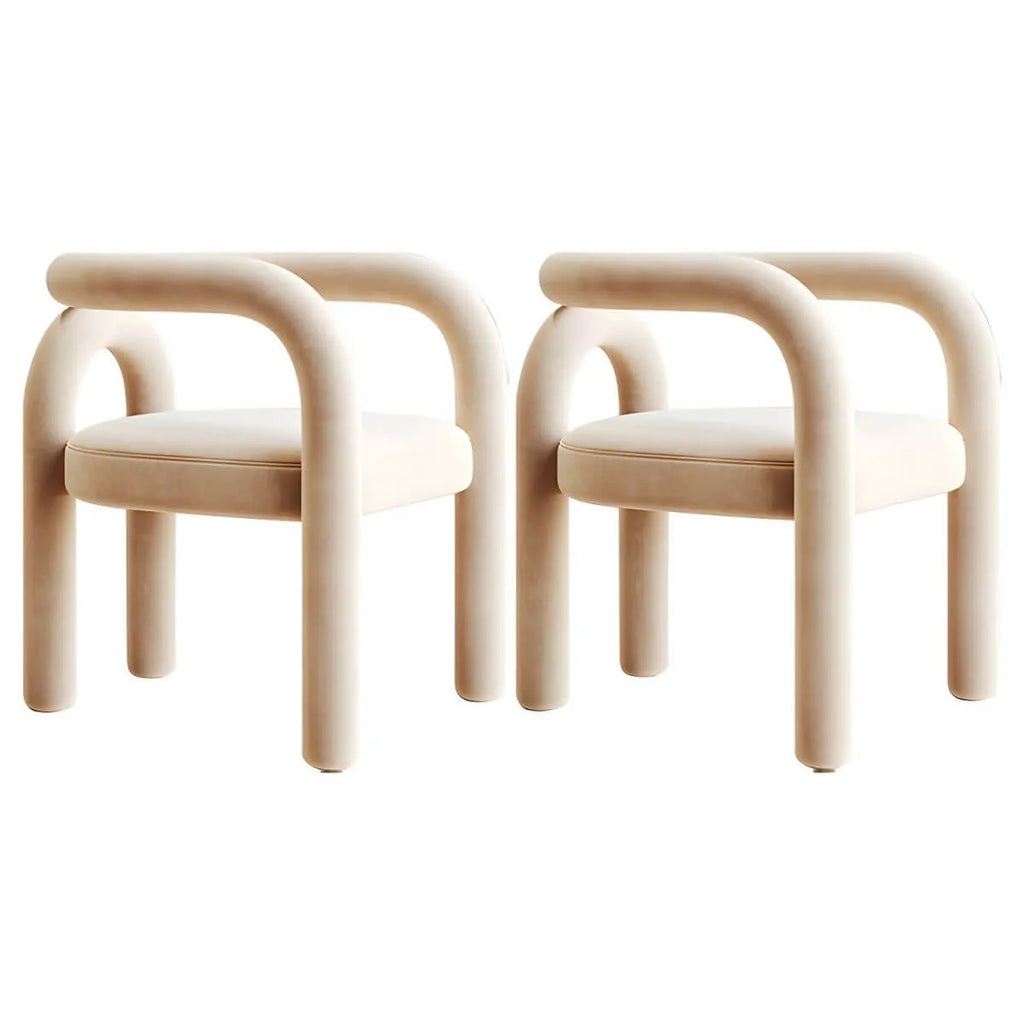 Modern Armless Open-Back Fabric Dining Chairs – Microfiber Upholstery