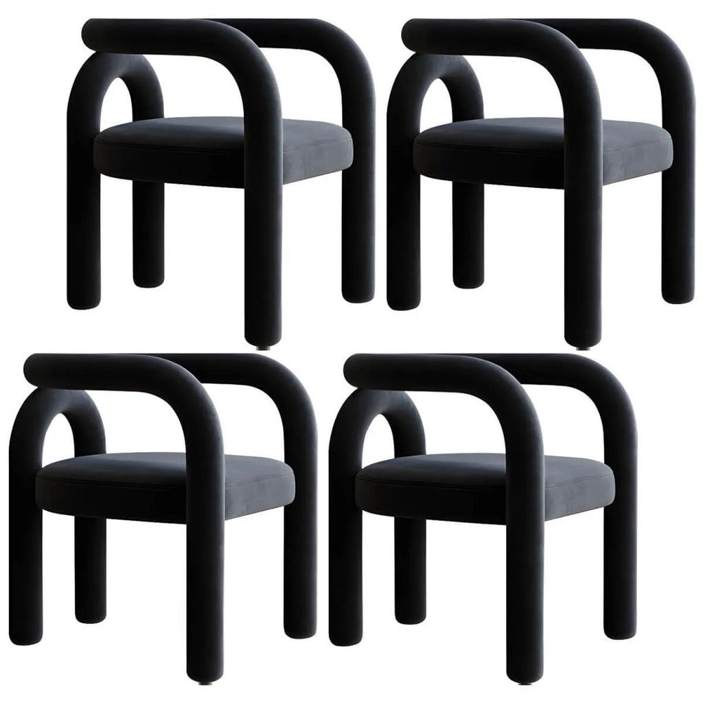 Modern Armless Open-Back Fabric Dining Chairs – Microfiber Upholstery