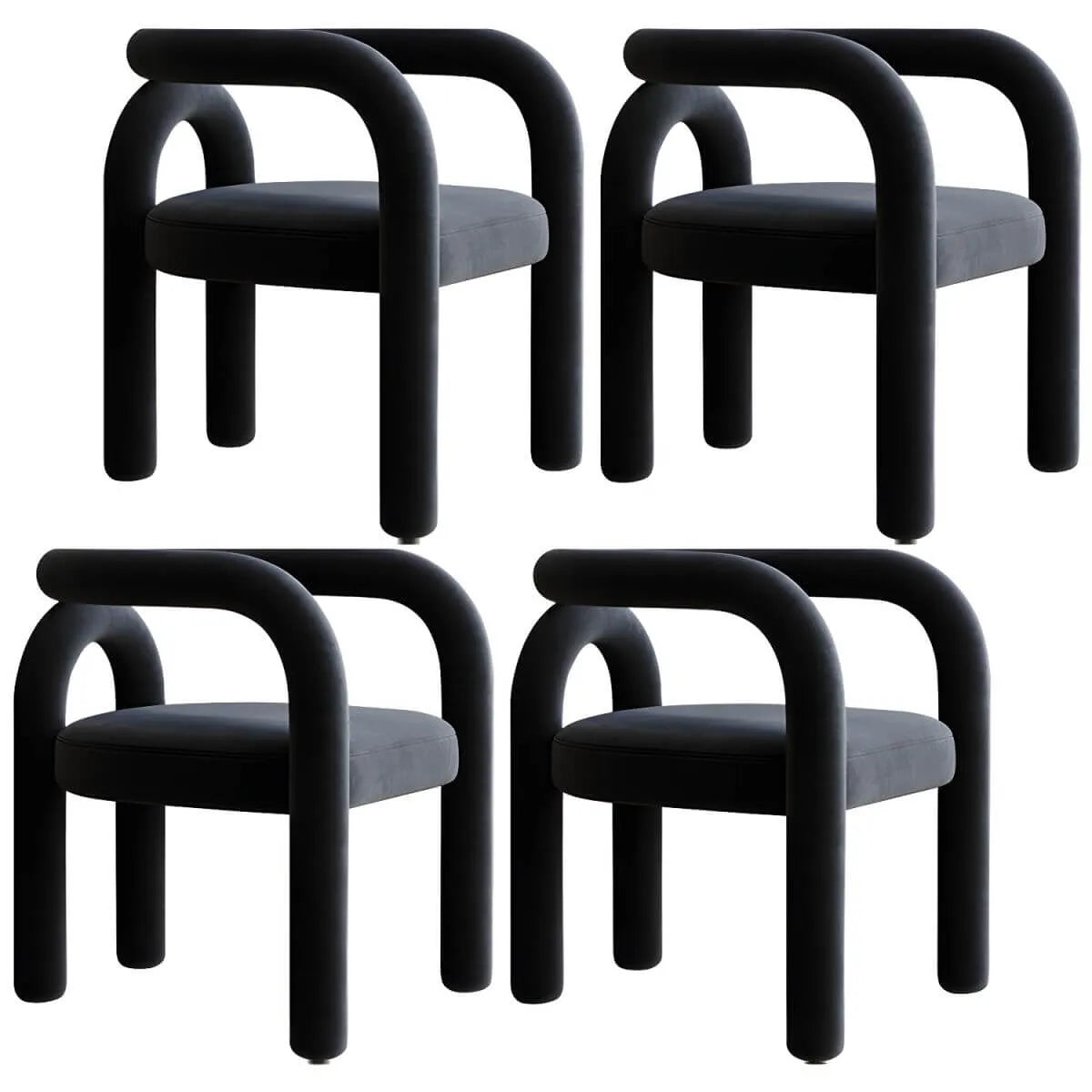 Modern Armless Open-Back Fabric Dining Chairs – Microfiber Upholstery
