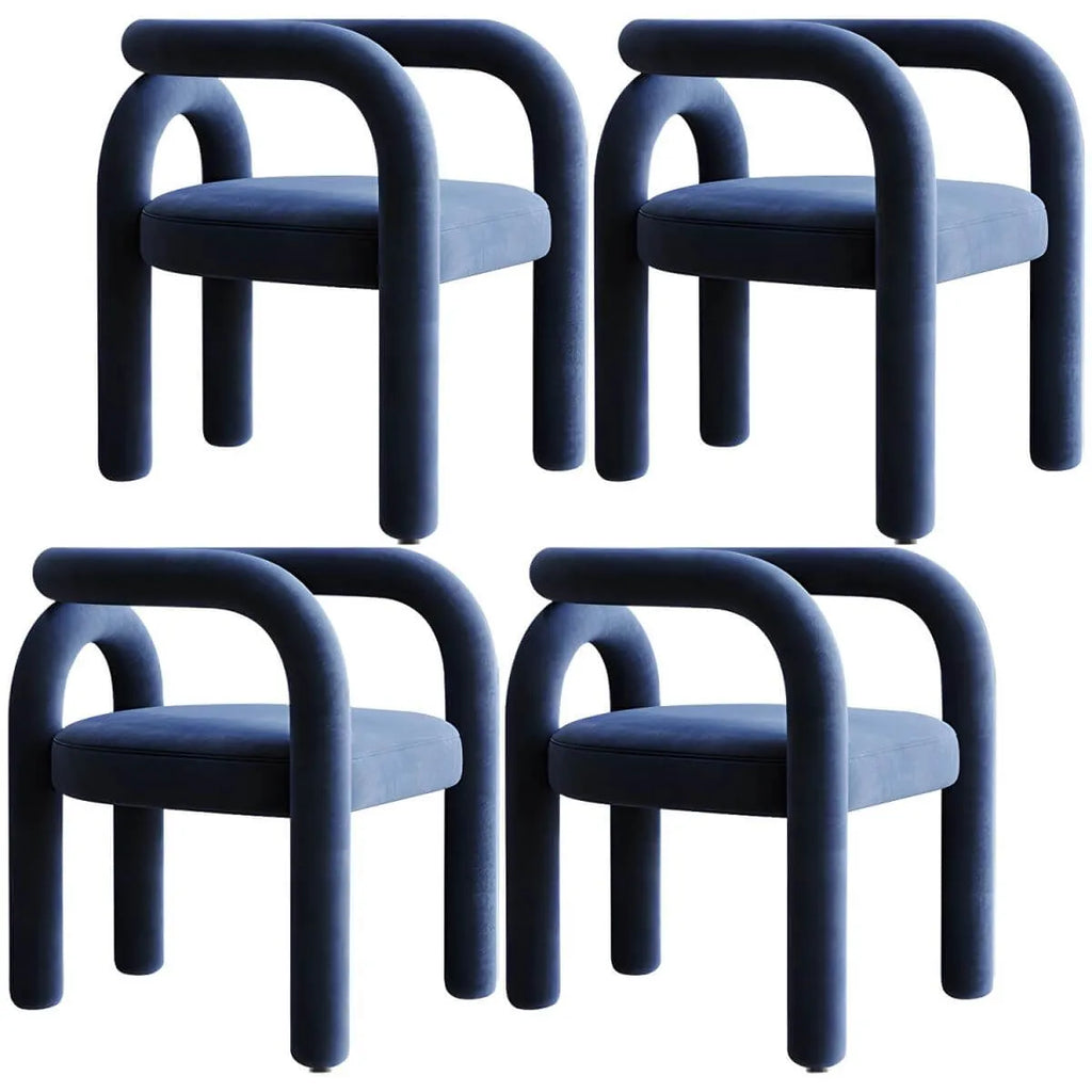 Modern Armless Open-Back Fabric Dining Chairs – Microfiber Upholstery