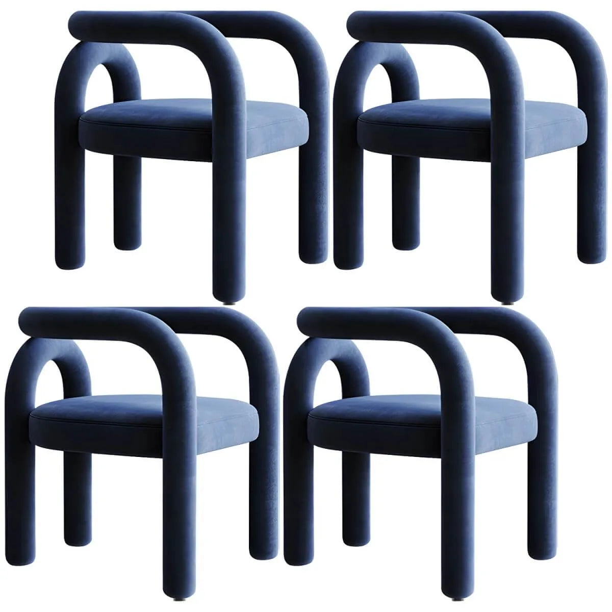 Modern Armless Open-Back Fabric Dining Chairs – Microfiber Upholstery