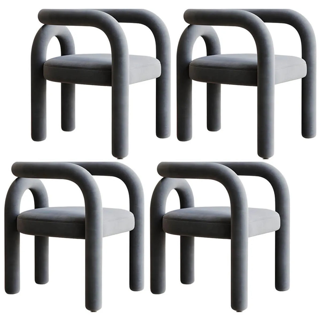 Modern Armless Open-Back Fabric Dining Chairs – Microfiber Upholstery