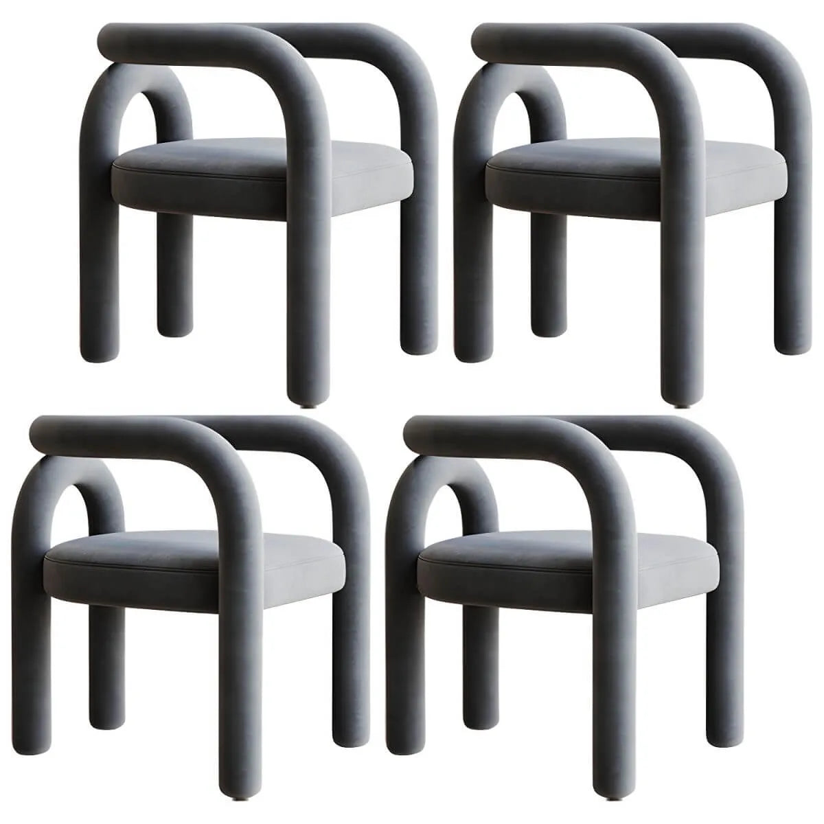 Modern Armless Open-Back Fabric Dining Chairs – Microfiber Upholstery