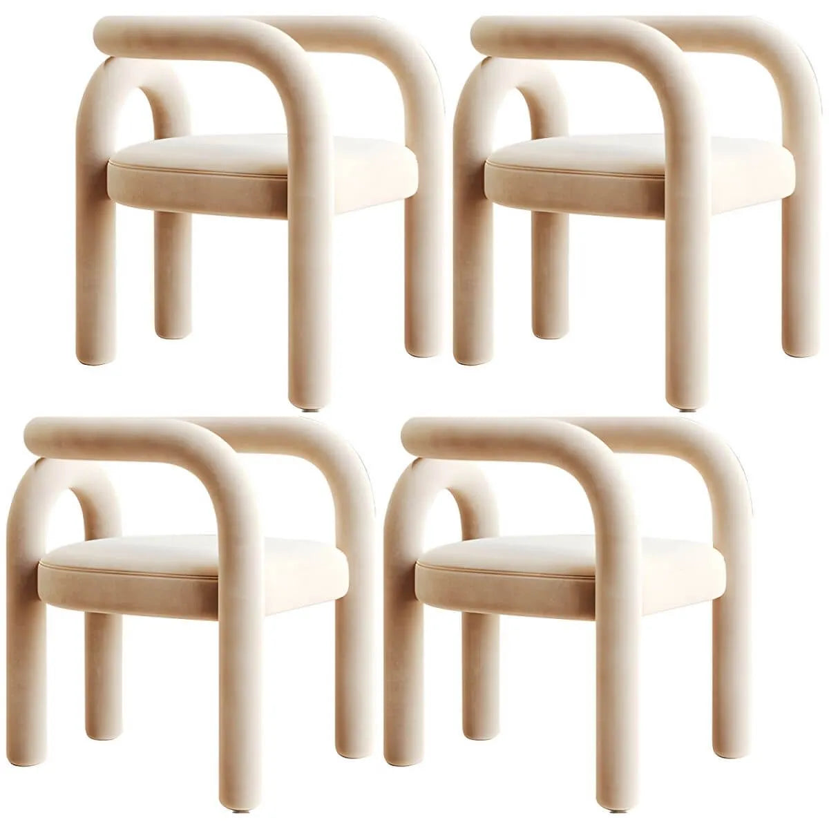 Modern Armless Open-Back Fabric Dining Chairs – Microfiber Upholstery