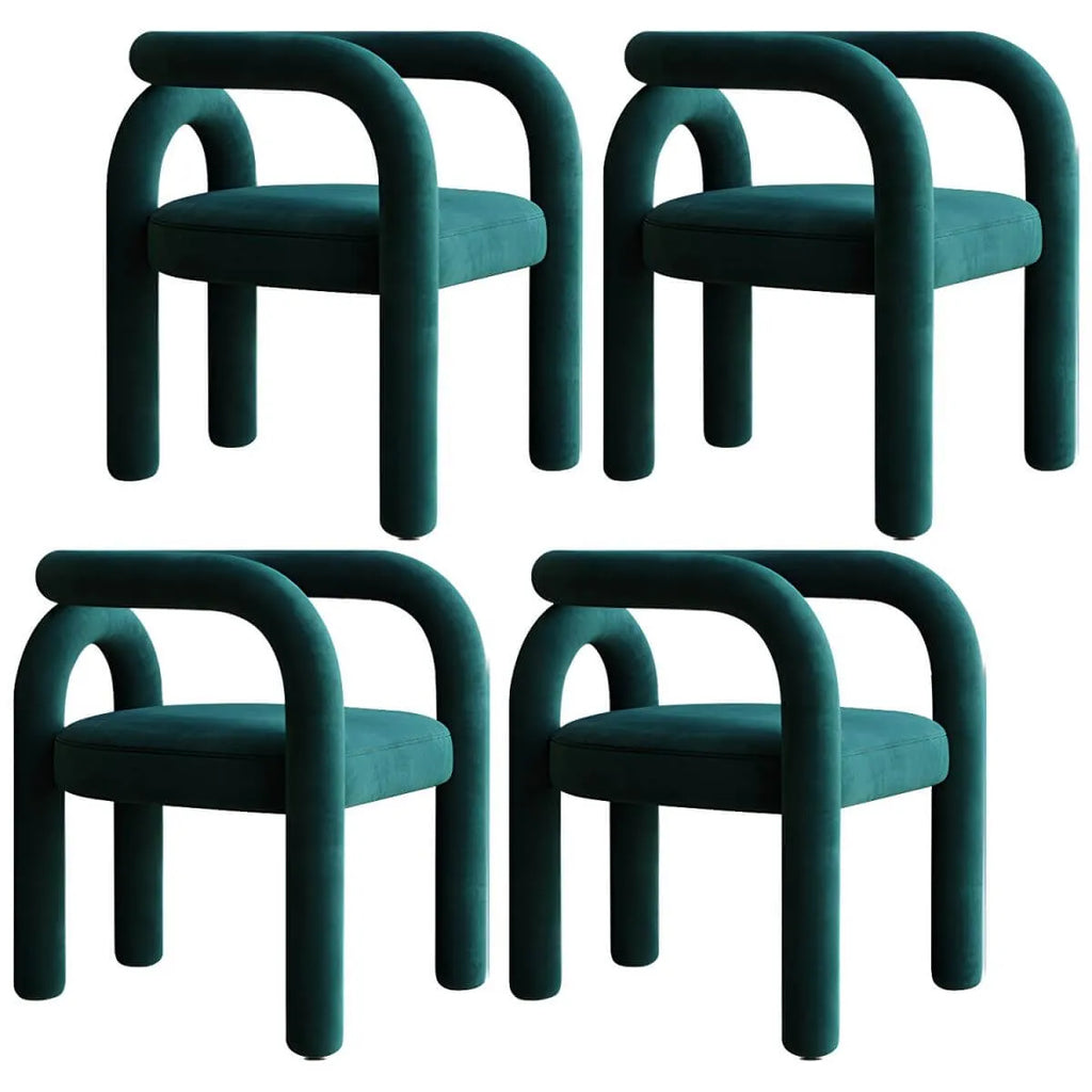 Modern Armless Open-Back Fabric Dining Chairs – Microfiber Upholstery