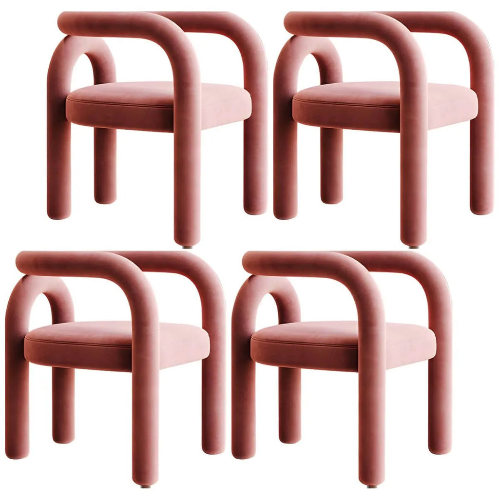 Modern Armless Open-Back Fabric Dining Chairs – Microfiber Upholstery