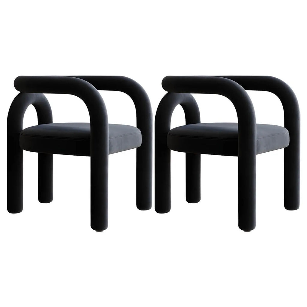 Modern Armless Open-Back Fabric Dining Chairs – Microfiber Upholstery