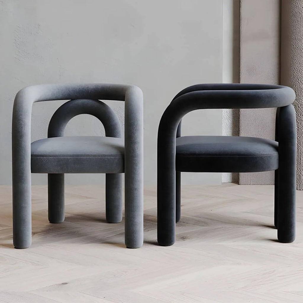 Modern Armless Open-Back Fabric Dining Chairs – Microfiber Upholstery