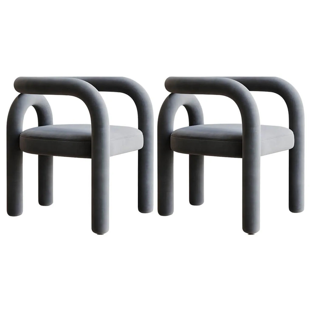 Modern Armless Open-Back Fabric Dining Chairs – Microfiber Upholstery