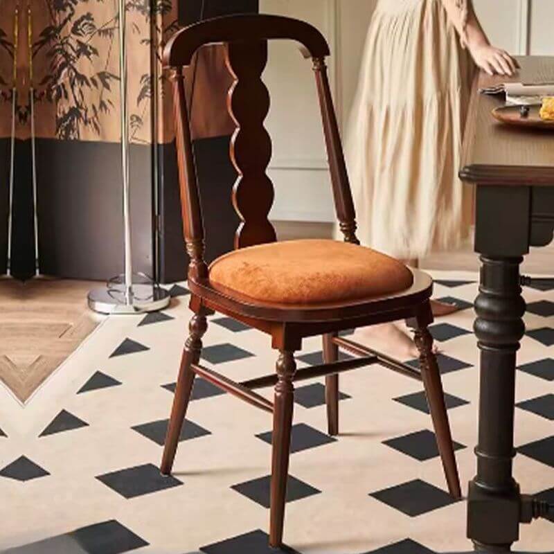 Modern Armless Side Chair with Slatted Back in Linen or Velvet Main Product Image