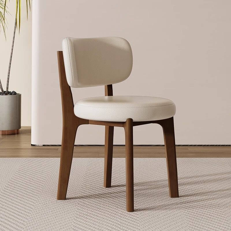 Modern Armless Upholstered Side Chair with Open Back and Wood Legs