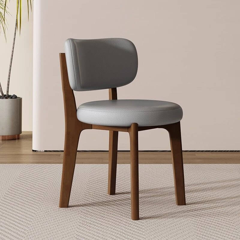 Modern Armless Upholstered Side Chair with Open Back and Wood Legs