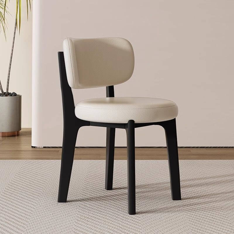 Modern Armless Upholstered Side Chair with Open Back and Wood Legs