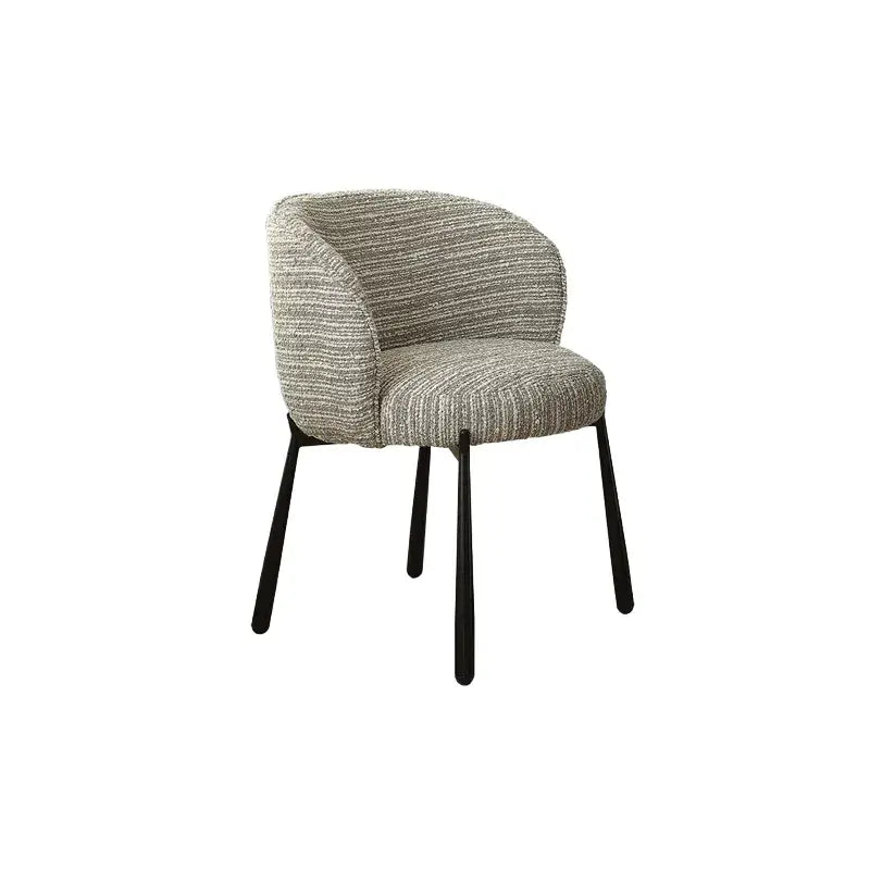 Modern Art Deco Dining Chair with Sculptural Arms and Textured Bouclé