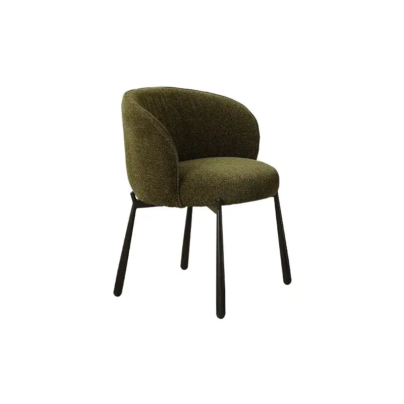 Modern Art Deco Dining Chair with Sculptural Arms and Textured Bouclé
