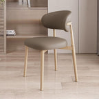 Modern Art Deco Side Chair with Faux Leather Upholstery and Metal Legs