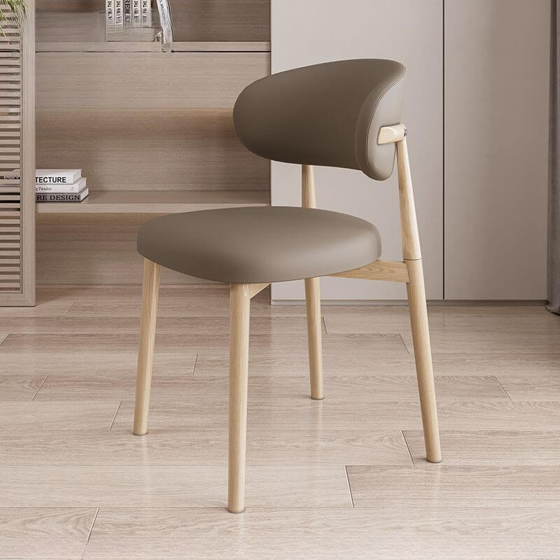 Modern Art Deco Side Chair with Faux Leather Upholstery and Metal Legs